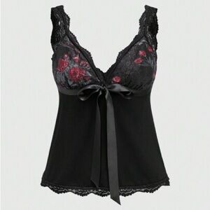 Black and Red Lace Shirt